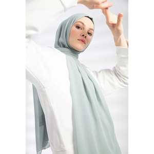 Soft Almond <b>Chiffon</b> <b>Scarf</b> For Women 100% Polyester Lightweight Hijab Accessory - Product Image 3