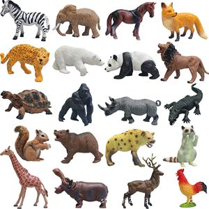 Modèle d'animal de simulation en plastique solide : Élan, Girafe, Éléphant, Rhinocéros, Ours brun - Jouet - Product Image 1
