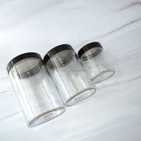 60ml 100ml 300ml 360ml 400ml 500ml 750ml Bocaux en verre à large ouverture et face droite avec couvercle en plastique noir