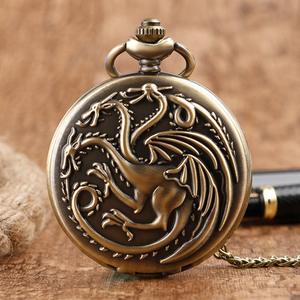Único Vintage bronce Khaleesi Targaryen dragón colgante reloj de bolsillo collar con movimiento de cuarzo regalo de Navidad - Product Image 6