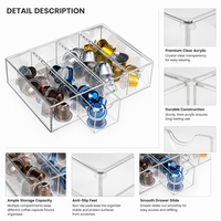 Organisateur de dosettes à café en acrylique transparent moderne et durable à 4 compartiments, boîte de rangement sur pied pour comptoir de cuisine
