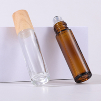 Flacon à roulettes en verre givré avec capuchon en bois foncé, quantité minimale de commande, 5ml, 10ml, parfum d'huile essentielle, cosmétique