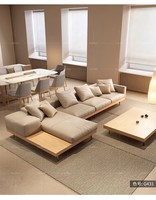 Log Style Wabi-sabi Style Japonés Personalizado Paleta de madera maciza Esquina Chaise Longue Cuero Ocio Hotel Biblioteca Sofá