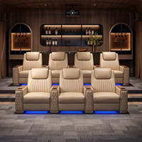 Luxuriöses Elektrisches Relaxsofa-Set 3+2+1 mit Massage, Kühlung und Getränkehalter, Kinosofa für das Wohnzimmer