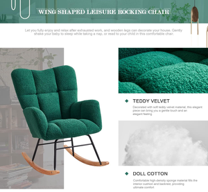 <span class=keywords><strong>Sillón</strong></span> Mecedora Moderno, Superventas de Fábrica, Tapizado en Tela, con Respaldo Alto, Reposabrazos y Funda Extraíble - Product Image 3