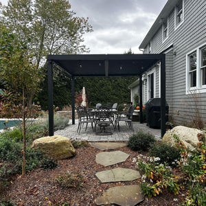 Bioclimatic Pare-soleil extérieur Pergola Toit de <span class=keywords><strong>jardin</strong></span> en verre rétractable Gazebos persienne en aluminium Cadre bois/plastique/alliage Balcon - Product Image 1