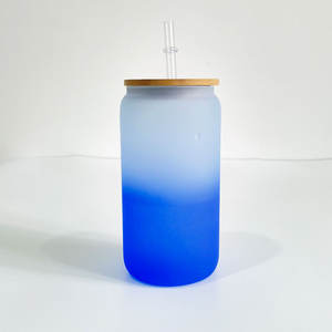 16oz smerigliato sublimazione di colore può vetro borosilicato bevanda fredda Soda Pop può birra a forma di <span class=keywords><strong>bicchieri</strong></span> riciclabili tazza di caffè - Product Image 4