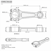 Usinage CNC d'acier allié 4340 pour bielles de moteur de moto anodisées, qui relient le piston et le vilebrequin.