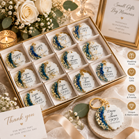 Cadeau de mariage personnalisé, souvenir artisanal en résine avec nom et date, feuille d'or, souvenir de fête, cadeau pour invités, porte-clés en résine