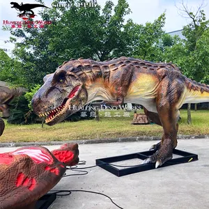 カスタマイズされたトレックス恐竜戦闘シーン鮮やかな等身大シミュレーション機械恐竜モデル