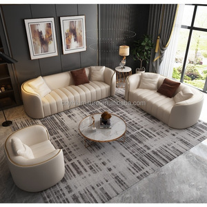 Poltrona classica in stile francese moderna angolo in vera pelle Premium Chesterfield divano Set mobili soggiorno - Product Image 1