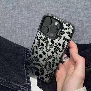 Custodia per telefono IMD di lusso con motivo floreale scuro e argento, antiurto, <span class=keywords><strong>rigida</strong></span>, per <span class=keywords><strong>iPhone</strong></span> 16 15 <span class=keywords><strong>Pro</strong></span> Max, alla moda per donna - Product Image 6