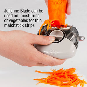 ที่ปอกเปลือกผักผลไม้แบบหมุน 3 in 1 ใบมีดสแตนเลส อุปกรณ์ครัวอเนกประสงค์ สำหรับปอกมันฝรั่ง ผลไม้ และผัก - Product Image 4