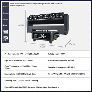 Barre lumineuse LED stroboscopique à double face 6Eyes 40W, tête rotative colorée, faisceau lumineux de scène, contrôle du son, <span class=keywords><strong>DJ</strong></span> automatique - Product Image 5