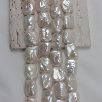 Chaîne de perles baroques carrées blanches de luxe AA+ en perles d'eau douce naturelles de haute qualité pour la fabrication de bijoux en gros