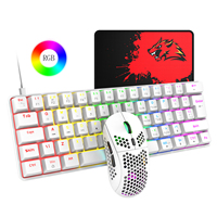 Freewolf T60 Klavye ve Fare Seti 62 Tuşlu Gerçek Mekanik Klavye Tablet Dizüstü Bilgisayar RGB Oyun Klavyesi ve Fare Seti
