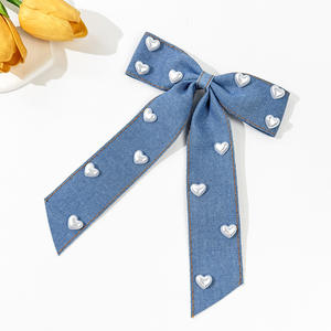 Pinza para el pelo de vaquera con lazo y perlas blancas, accesorio para el pelo de fiesta para niñas - Product Image 5