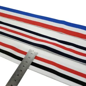 Factory Sale 4cm Durable Flat Nylon Stripe Jacquard Ribbon Elastic Band For Sportswear