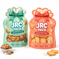 Sac à main personnalisé à motif animalier de dessin animé avec fenêtre zippée, sacs refermables en plastique pour emballage alimentaire de bonbons gélifiés, snacks et cadeaux