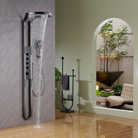 Nouveau Système de Douche Multifonctionnel LED SPA à Effet Pluie et Cascade en Laiton pour Salle de Bain, Fixation Murale, Vente Chaude 2024