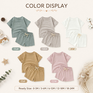 Conjunto de Camiseta y Pantalones Cortos de Jersey de Algodón Orgánico 100% para Bebés y Niños Pequeños, Conjunto de Dos Piezas de Verano, Ropa Casual para Bebés y Niños - Product Image 4