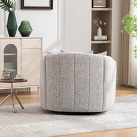 Fauteuil d'appoint pivotant surdimensionné moderne et écologique, rembourré en chenille capitonnée, en forme de citrouille, avec 3 coussins, structure métallique