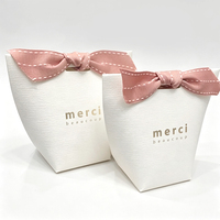 Caja de Dulces Blanca Minimalista Merci con Lazo de Seda, Recuerdo de Boda para Invitados, Contenedor de Papel para Regalos, Suministro al por Mayor