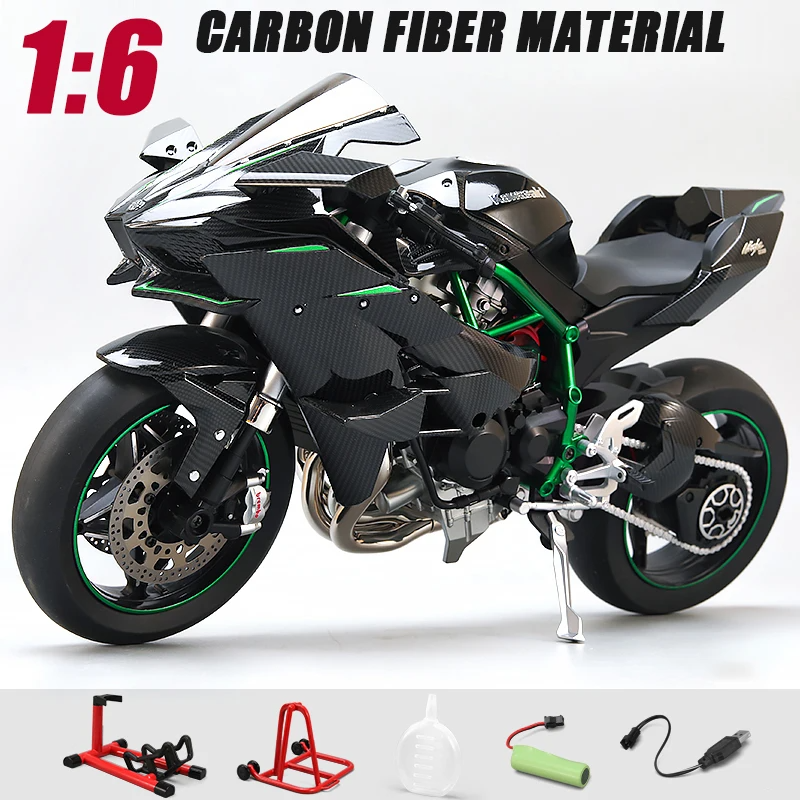 XLG 1:6 Kawasaki Ninja H2R Diecast Motorcycle Toy with Sound