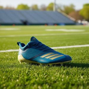 Chaussures de football Adidas Adizero 7.0 pour homme, vert foncé et or, à lacets, empeigne en mesh respirant, saison printemps - Product Image 2