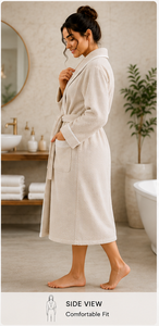 Lightweight 100 Cotton <b>Waffle</b> Weave Hotel <b>Bathrobe</b> Custom Soft Breathable Pike Kimono Robe Wholesale For Spa - Product Image 4