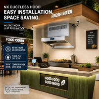 Hotte aspirante commerciale sans conduit en acier inoxydable avec filtre ESP pour cuisines de restaurant à forte aspiration de fumée et induction