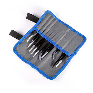 Tweezers Set B ESD Black Tweezers Straight Bent Round Tips Electronic Repair <b>Tool</b> Industrial Grade - Product Image 1