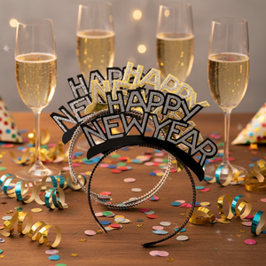 Accessori per Festa di <span class=keywords><strong>Capodanno</strong></span>, Cerchietti in Alluminio 'Felice Anno Nuovo' per Feste di Fine Anno - Product Image 2