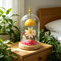 Rose éternelle personnalisable sous cloche en verre, lampe de nuit, objet de décoration, cadeau romantique