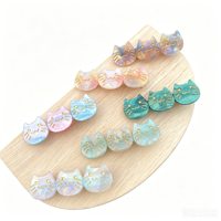 Barrettes à cheveux pour enfants en alliage et acétate Ume Cute Cat, pince à bec de canard à paillettes dégradées, accessoires Kawaii pour fête