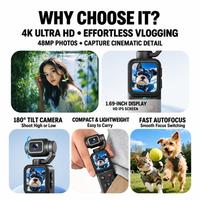 Kamera Gimbal Saku Genggam HJD09 Berkualitas Tinggi, Layar HD 1,69 Inci Perekam Video Olahraga Luar Ruangan Kamera Aksi Portabel