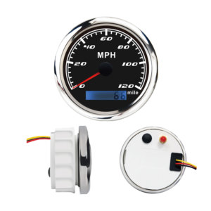 Compteur de vitesse analogique et à bord en acier inoxydable 316, dispositif avec lentille convexe, visage noir, affichage LED, 120 mph, avec capteur GPS, 85mm - Product Image 4