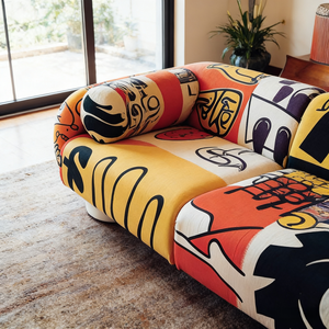 Canapé modulaire en peluche à motifs uniques personnalisables, imprimés graffiti, art ludique, canapé droit pour salon, villa, <span class=keywords><strong>galerie</strong></span> d'art - Product Image 3