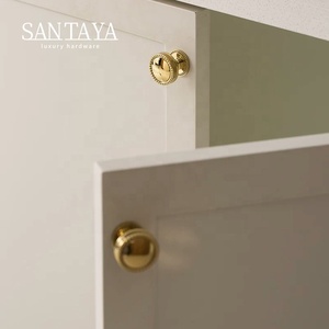 Santaya Solid PVD Gold Brass Handles Kitchen Cabinet Pulls Bedroom Wardrobe Drawer <strong>Knobs</strong> Furniture Handle - Product Image 5