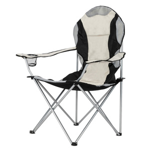 DB Silla de pesca plegable mediana negra y gris para acampar Silla de picnic de jardín plegable duradera con opción de logotipo personalizado - Product Image 1