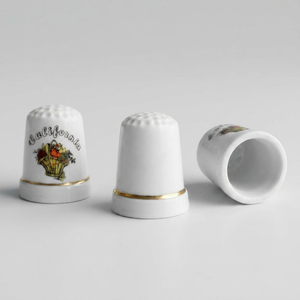 Dedales de porcelana personalizados al por mayor, de cerámica en blanco, recuerdos turísticos de California y Londres, regalos, dedales de costura para sastre - Product Image 2