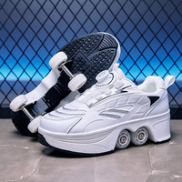 Sepatu Roda 2-in-1 SeeMore, Sepatu Sneakers Deformasi 4 Roda Retraktil, Sepatu Olahraga Luar Ruangan untuk Anak Perempuan dan Laki-laki