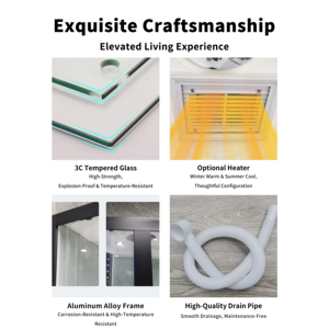 Box <span class=keywords><strong>Doccia</strong></span> Tutto-in-Uno YEETE con Porta Scorrevole in <span class=keywords><strong>Vetro</strong></span> Temperato per Appartamenti in Affitto e Spazi Condivisi, Stile Moderno e Semplice - Product Image 2