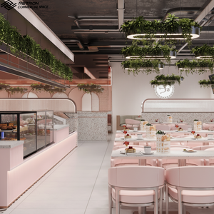 Ensembles de mobilier de restaurant populaires avec éclairage LED, vitrine en bois pour la présentation de la nourriture, pour la décoration intérieure - Product Image 1