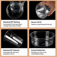Bol à smoothie, à açaï ou à nourriture en plastique PET transparent recyclable personnalisé avec logo, 12, 16 ou 20 oz, avec couvercles