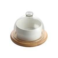 Bol à mélanger en céramique, assiette à salade avec couvercle en verre, plateau en bois créatif, ensemble de vaisselle en céramique, assiette de restaurant d'hôtel