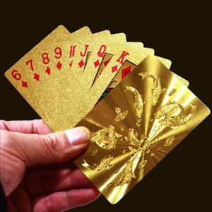 Venta al por mayor de naipes de lámina de oro <span class=keywords><strong>Rich</strong></span> Man Gold Golden Plastic Naipes impermeables naipes duraderos - Product Image 4
