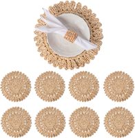 Set de table rond tressé en jacinthe d'eau naturelle, dessous de plat écologique tressé pour la salle à manger, décoration d'intérieur bohème