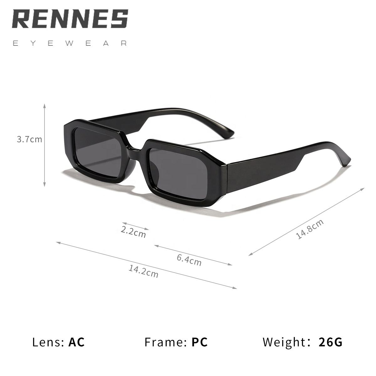 High Quality Casual Unisex Sun Shading Sunglasses Narrow Frame Rectangular Outdoor Street Shades with UV400 Lenses Wholesale