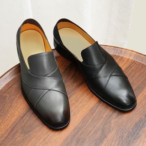 New Style Anti-slip Men's Leather Large-sized Casual Office Slip-on <b>Shoes</b>. Formal <b>Shoes</b> Breathable <b>Height</b>-<b>increasing</b> Features. - Product Image 2